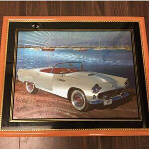 Vtg Retro Antique Classic Car 1955 Thunderbird Convertible Foil Picture 20 x 16
